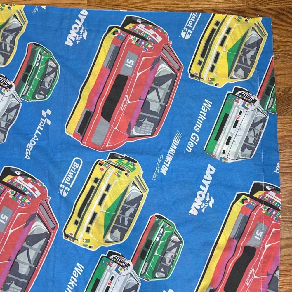 Vintage NASCAR Racing Twin Flat Sheet‎ Blue Daytona Talladega USA 80s 90s